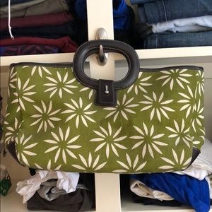 Green and white purse